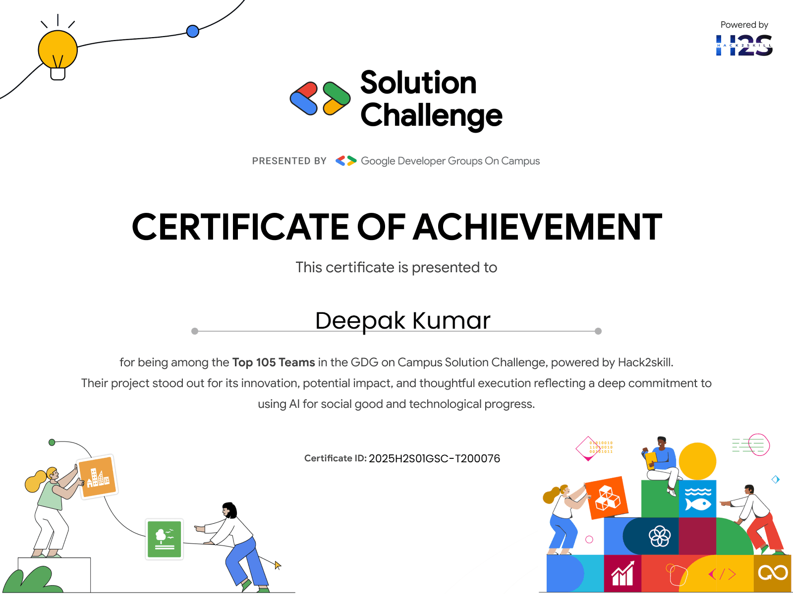 Top 100 Finalist Certificate